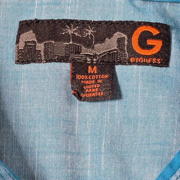 G by Guess Blue Button-Up Shirt Women’s Medium Western Utility Cotton Top - Picture 6 of 11